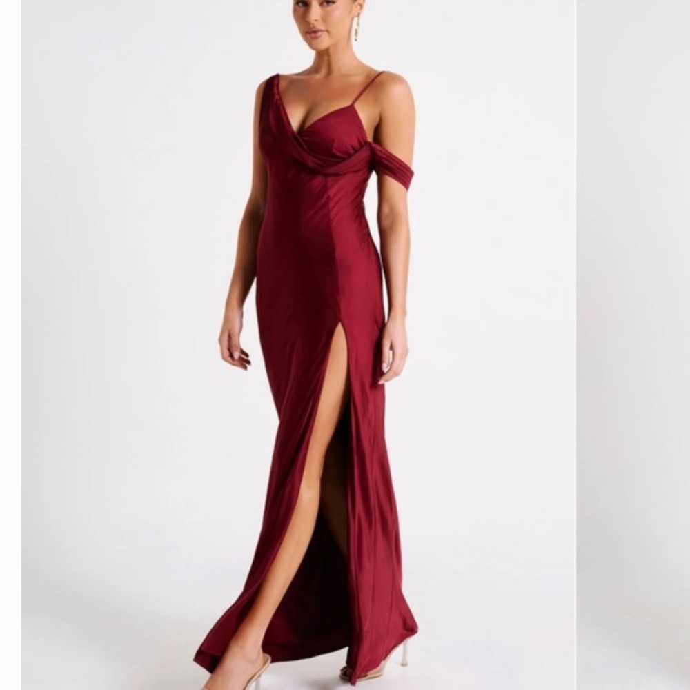 Satin off Shoulder Maxi Dress